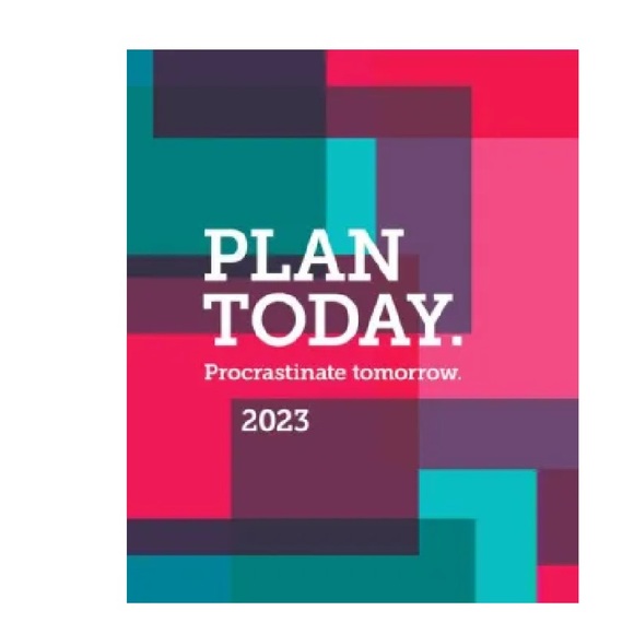 2022-23 Ultimate Planner Pink & Blue Squares-Plan Today. Procrastinate Tomorrow - Picture 1 of 8